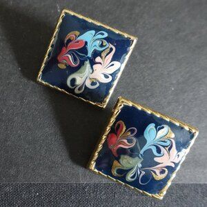 Vintage Gold Tone Enamel earrings